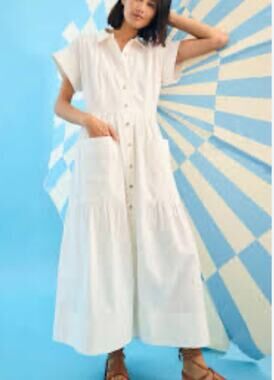 Hunter Bell dress, Sarah Dress Large, Bright White